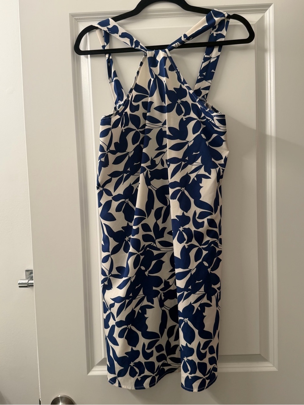SHEIN Navy and White Floral Mini Dress High neck